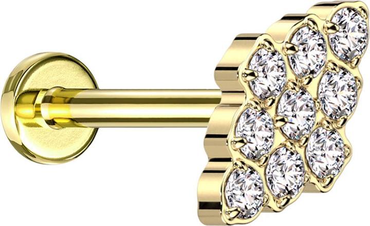 Immagine prodotto Star Piercing Micro labret filo interno diamante placcato oro cristalli placcati oro argento (Titanio G23, senza ottone)