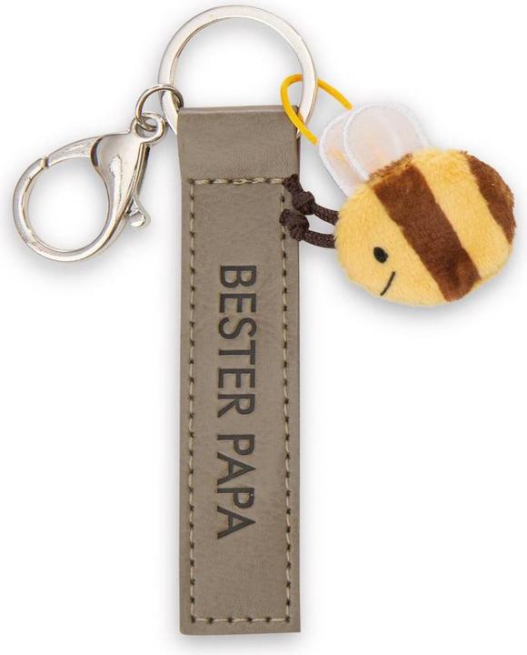 Magni NICI Schlüsselanhänger Bester Papa Kunstlederband mit Biene olive 10cm