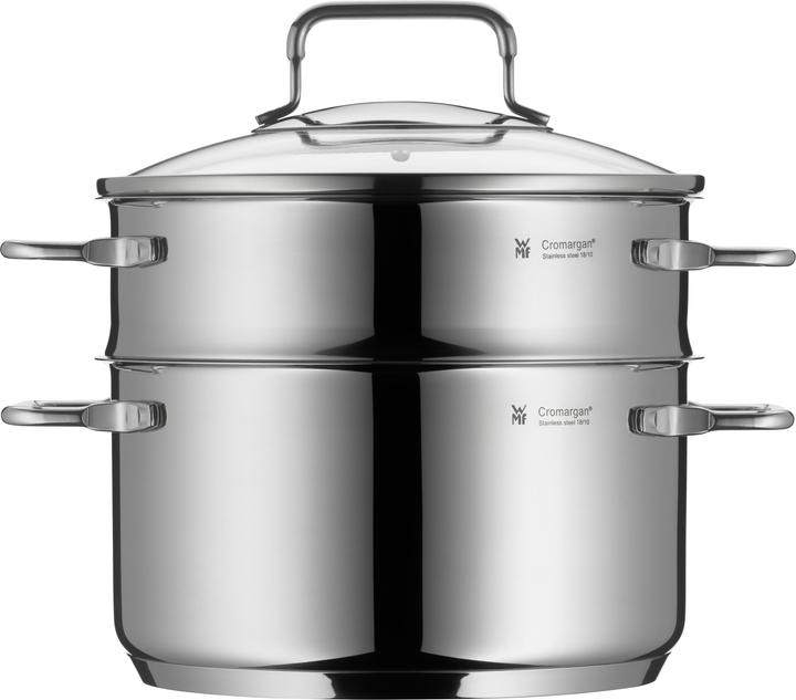 Produktbild WMF Kochtopf Dampfgarer 20cm 2,5l Glasdeckel Metalleinsatz Edelstahl Induktion (20 cm, Dampfkochtopf)