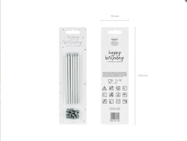 Nährwerte und Zutaten Partydeco Geburtstagskerzen Silber 12,5cm 12 Stück (12 x)