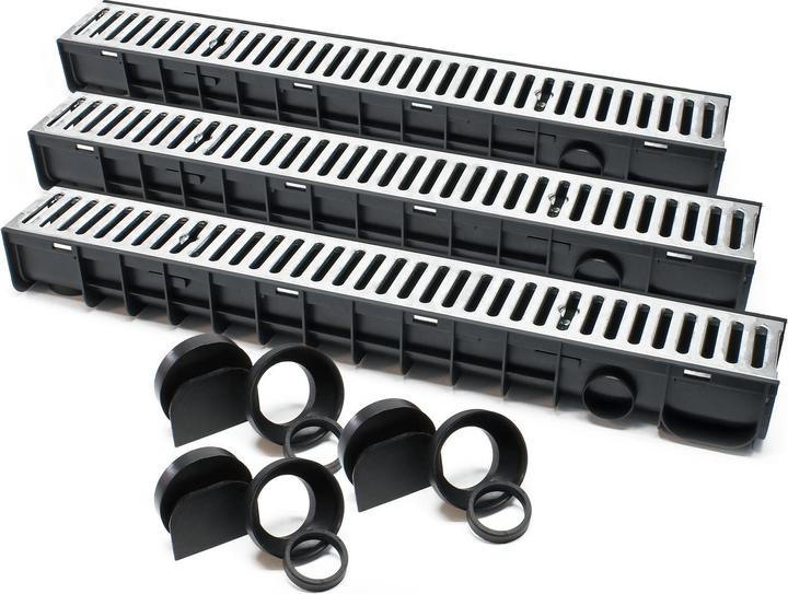 Produktbild Wiltec Entwässerungsrinne 3x1mm Abdeckrost 1,5t verzinkt Ablaufrinne Abwasserrinne