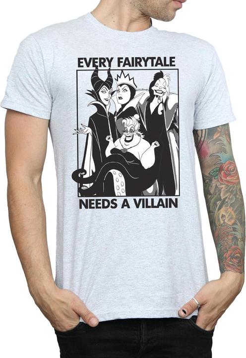 Actual product image Disney Mens Every Fairy Tale Needs A Villain Cotton T-Shirt (3XL)