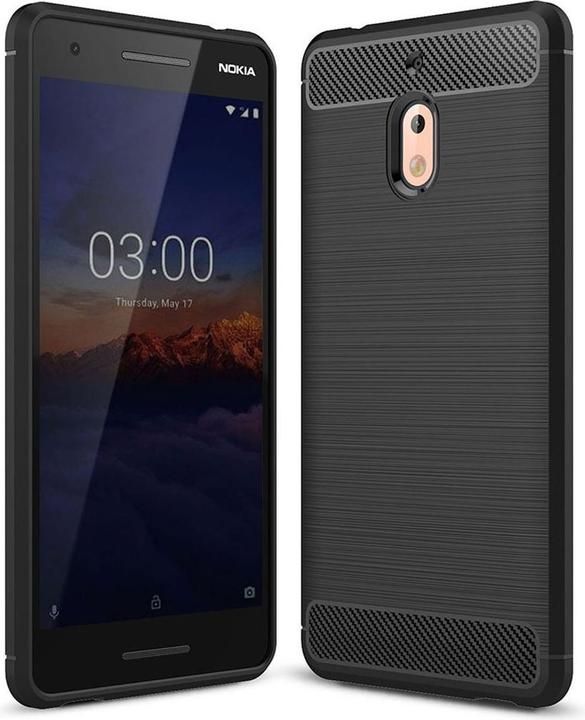 Actual product image König Design Nokia 2.1 Case Carbon Fiber Optic Brushed Protective Cover Bumper Case Cover Black (Nokia 2.1)