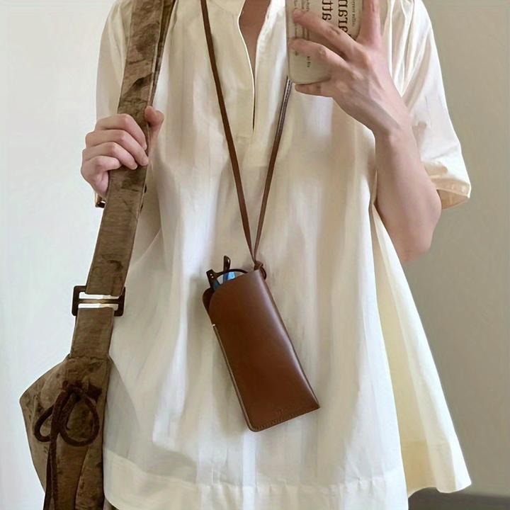 Produktbild Only-Bags.Store PU Leder Brillenetui, verstellbarer Nackenriemen Sonnenbrillenhalter, Mode Accessoire hängende