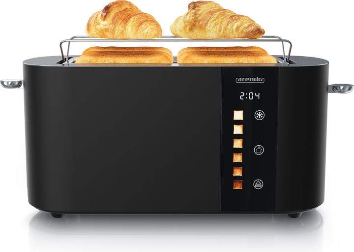 Arendo Toaster Edelstahl 4 Scheiben Langschlitz, Restzeit & Bräunungsgradanzeige, Touch Display, 1500 W