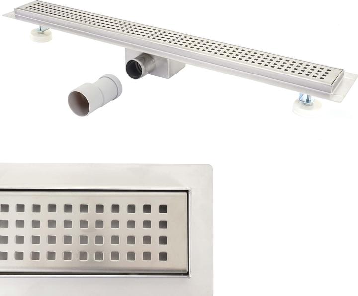 Immagine prodotto Swisshandel24 Canalina doccia 90cm scarico a pavimento scarico doccia, sifone in acciaio inox 50-120cm - 51184 (900 mm)