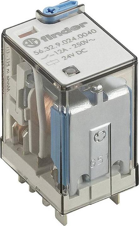Actual product image Finder 56.32.9.024.0000 Plug-in relay 24 V/DC 12 A 2 changeover contacts 1 pc.