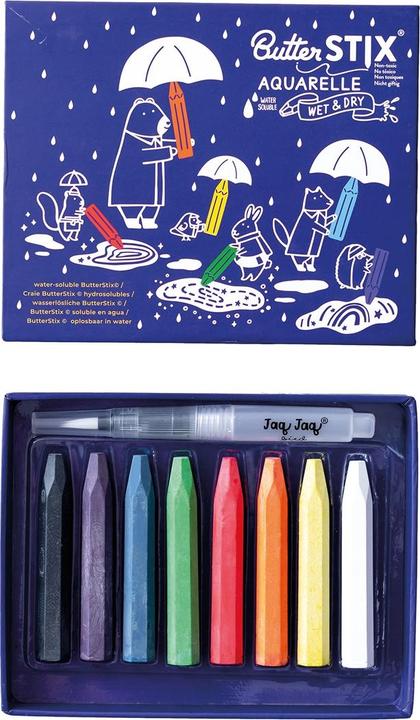 Image du produit Jaq Jaq Bird 8 Craie Butterstix avec crayon à eau aquarelle (Multicolore, 9 x)