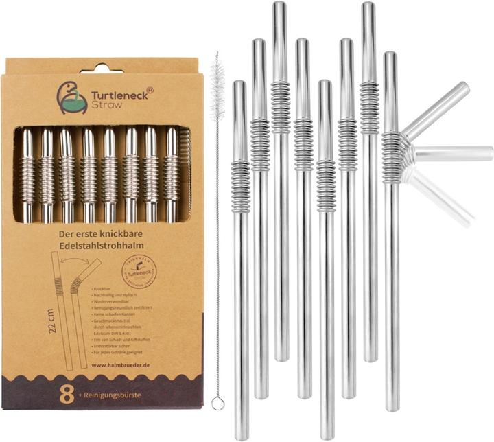 Actual product image Turtleneck Straw Bendable stainless steel drinking straws (8 x)