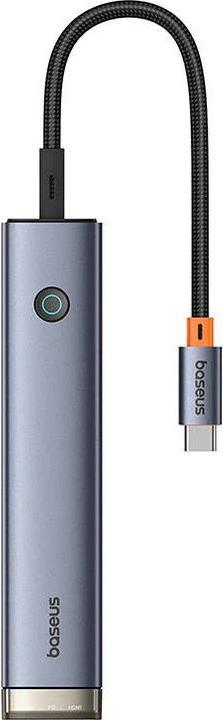 Actual product image Baseus 6-Port HUB AIR UltraJoy Series Type-C - HDMI, USB3.0x2, USB2.0, C3.0, PD (grey) (USB-C, 6 Ports)