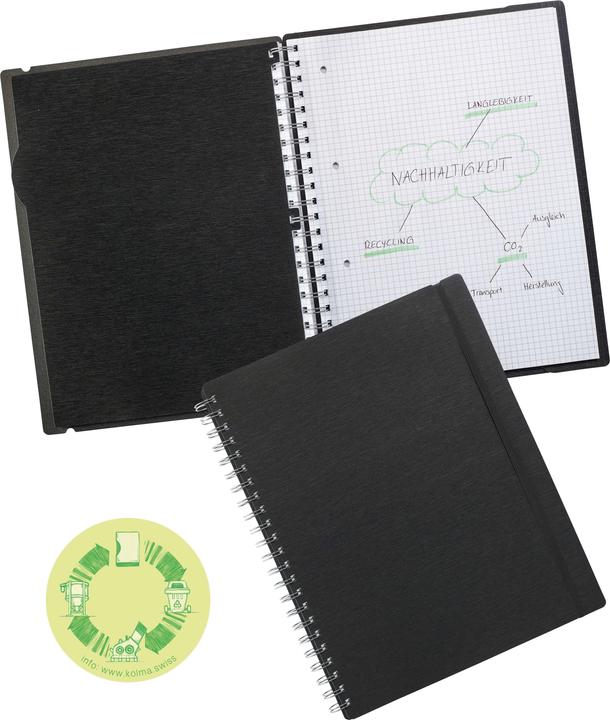 Immagine prodotto Kolma Taccuino LineaVerde A4 riciclato a scacchi nero (A4, Quadretti, Copertina rigida)