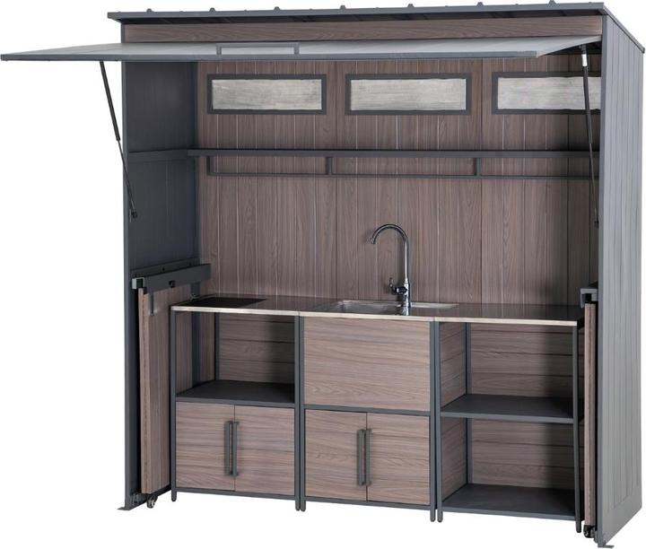 Image du produit Ventaris Outdoor-Küche Gartenhaus 220 cm x 94 cm x 226 cm mit Einrichtung Anthrazit