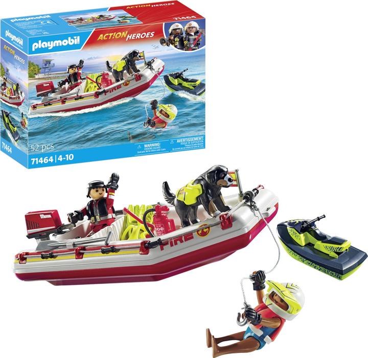 Image du produit Playmobil Bateau de pompiers avec Aqua Scooter (71464)