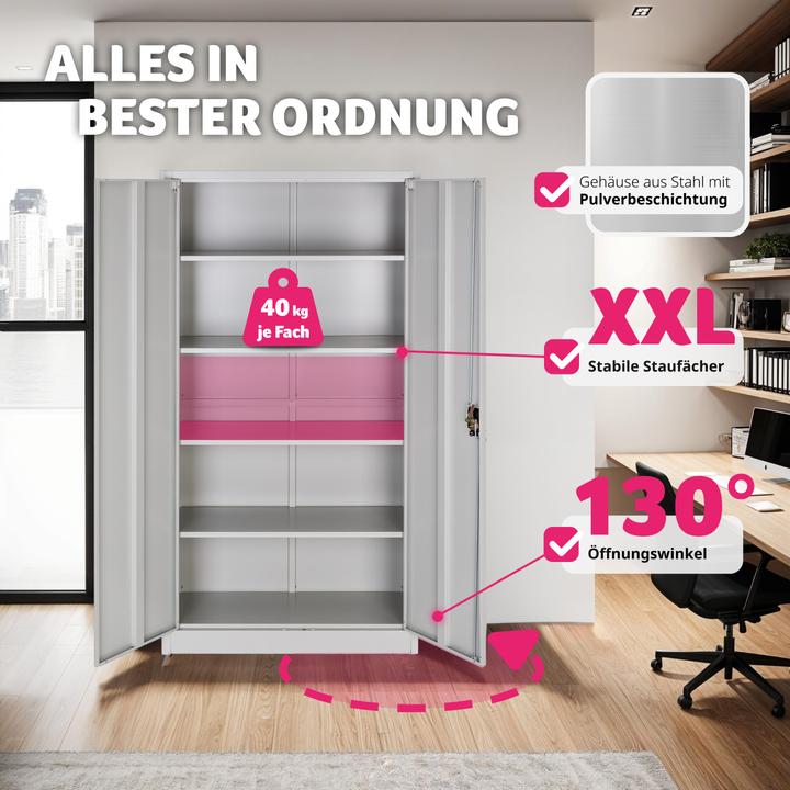 Produktbild tectake Aktenschrank (180 x 80 x 40 cm)