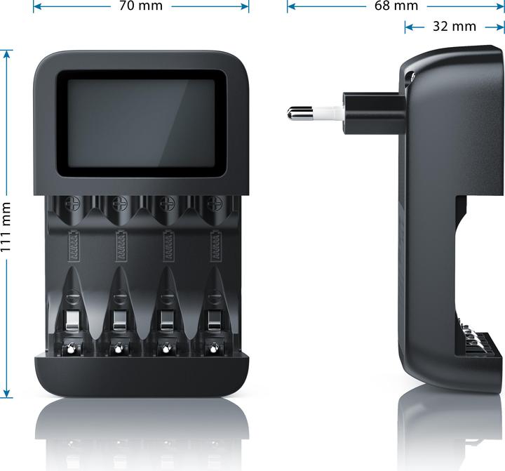 Actual product image Aplic Battery charger 2700 mA, universal 4-bay battery charger suitable for type AA / AAA NiMH batteries (1 pcs., AA, AAA, 1000 mAh, Chargers without battery)