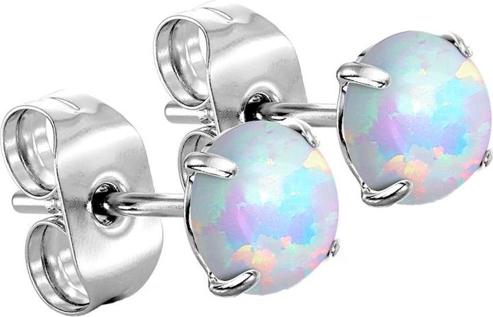 Produktbild Star Piercing Ohrstecker silber mit Opal weiss (Chirurgenstahl 316L, ohne Messing)