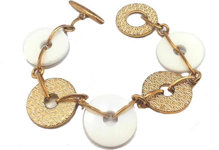 Guess Damenarmreif CWB10902 Gold Weiss (21 cm) (21 cm, Keramik, Stahl)