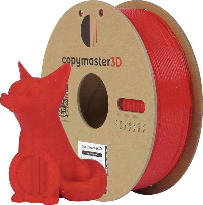 Copymaster3D PLA Filament for 3D Printer, 1.75 mm, Glitter Red (PLA, 1.75 mm, Red)