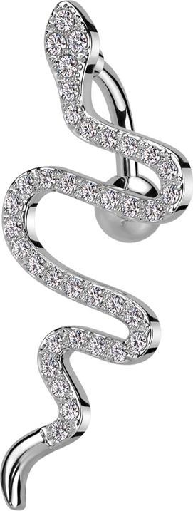 Actual product image Star Piercing Banana silver with ball snake crystals silver (Brass, Surgical steel 316L)