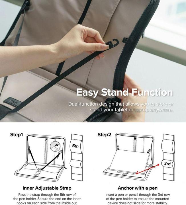 Immagine prodotto Ringke Smart Zip Pouch custodia universale per laptop, tablet (fino a 13 #), supporto, borsa, organizer (13")