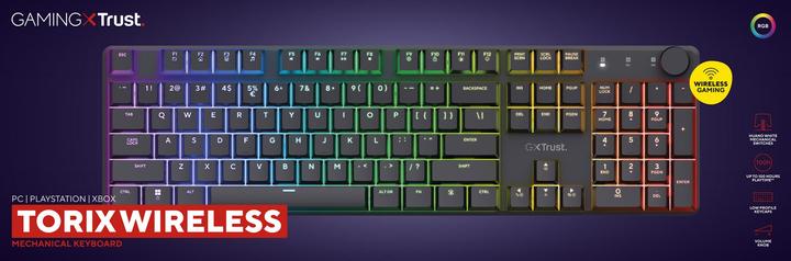 Image du produit Trust GXT868 Clavier mécanique sans fil TORIX (US, Sans fil, Filaire)