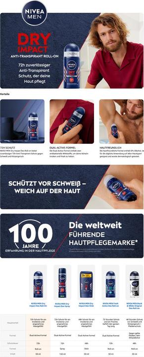 Produktbild Nivea Men Dry Impact (Roll-on, 50 ml)
