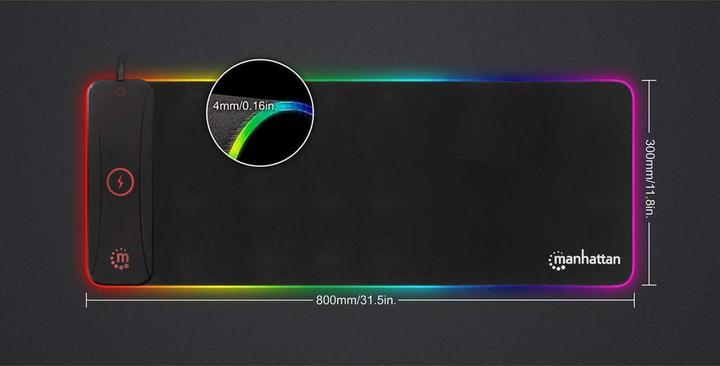 Produktbild Manhattan XXL RGB LED Gaming-Mauspad mit kabellosem Induktionsladegerät 10 W (XXL)