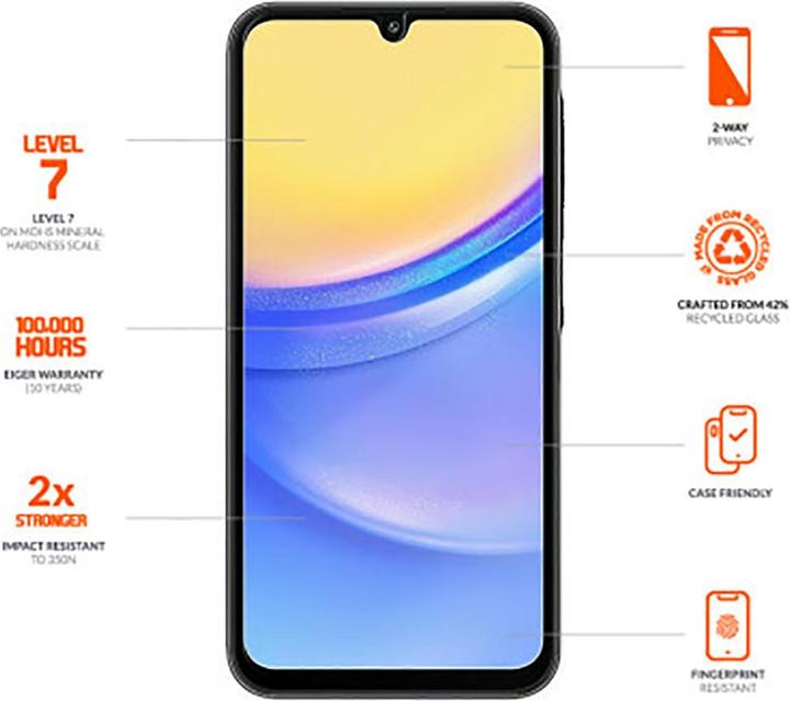 Actual product image Eiger Privacy Sichtschutz-Glas Standard Fit Mountain Glass Black (1 Piece, Samsung Galaxy A16 5G)