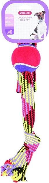 Actual product image Zolux Rope toy with tennis ball, 55 cm lasso (Ball toy dog)