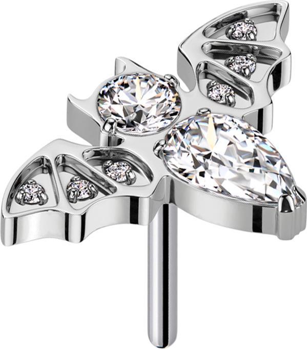 Produktbild Star Piercing Threadless Fledermaus silber Kristalle silber (ohne Messing, Titan G23)