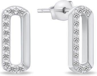 Brilio Silver - Beautiful silver earrings with zircons EA808W