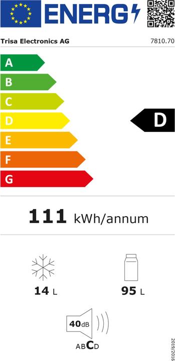 Label énergétique Trisa Réfrigérateur combiné 109 L (109 l)