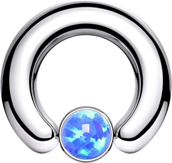 Produktbild Star Piercing Closure Ring silber Scheibe Opal blau (Chirurgenstahl 316L, ohne Messing)