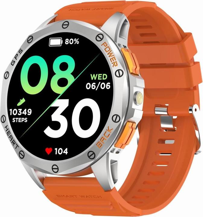 Image du produit Gravity GPS GT24-4 Herren-Smartwatch, schwarzes Silikonarmband + orangefarbenes Silikonarmband