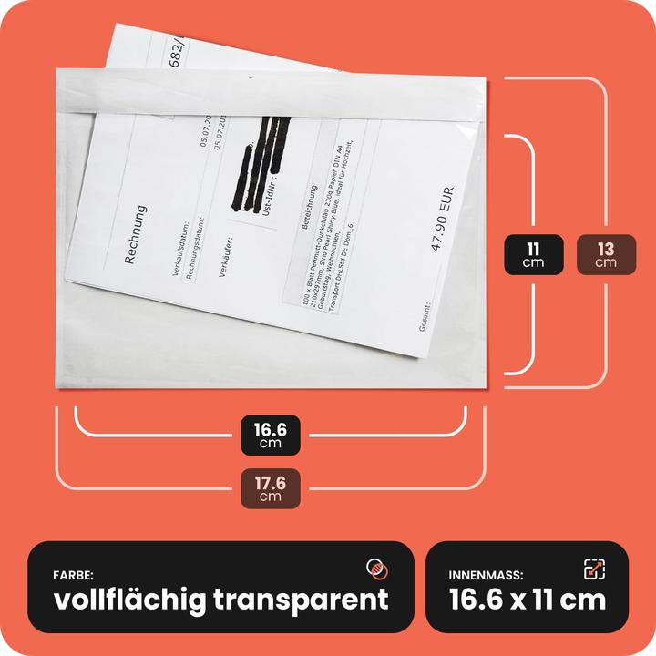 Produktbild Netuno C6 Lieferscheintaschen transparent, selbstklebend (1000 Stück)