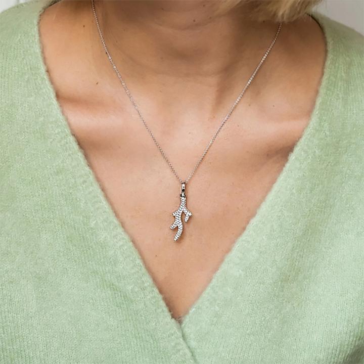 Produktbild Ti Sento Milano Kette mit Anhänger Zweig mit Zirkonia 6781ZI (Rhodiniertem 925 Sterling Silber, 45 cm)