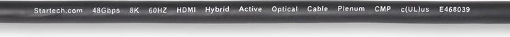 Actual product image StarTech COM 50ft 15.2m HDMI 2.1 Hybrid Active Optical Cable AOC CMP Plenum 8K60Hz Ultra High Speed (15.20 m, HDMI)