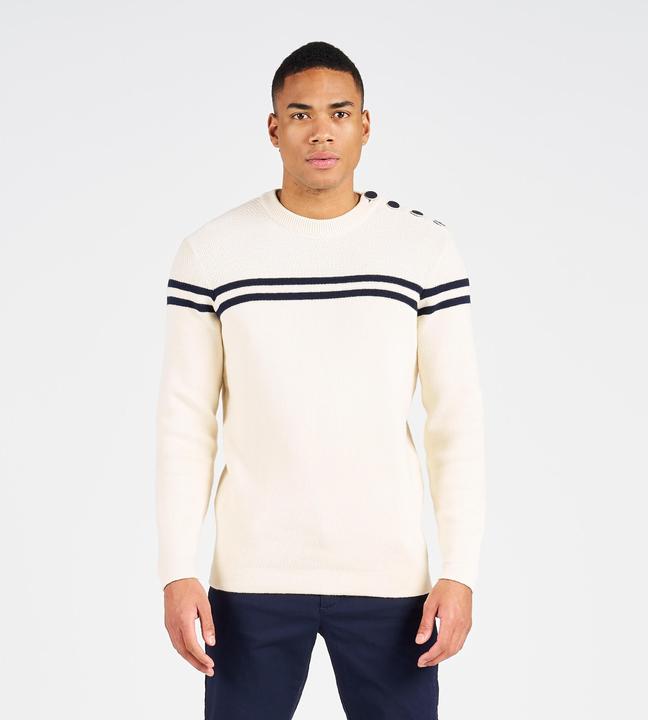 Image du produit Tribord Pull-over voile tricoté homme 100 beige/bleu foncé rayé (S)
