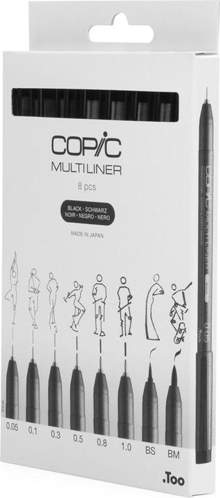 Produktbild Copic Multiliner Set schwarz, 8 Stück (Schwarz, 8 x)