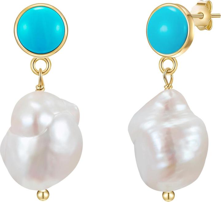 Actual product image Glanzstücke München Ladies Sterling Silver Turquoise (rec.) Freshwater Cultured Pearl Yellow Gold - 28565 (Sterling Silver)