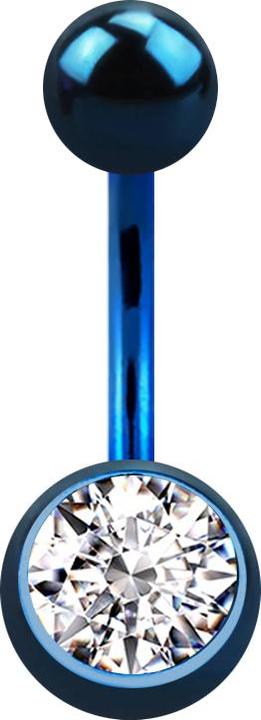 Produktbild Star Piercing Banane dunkelblau mit Kugel und Kugel Kristall silber (Chirurgenstahl 316L, ohne Messing)