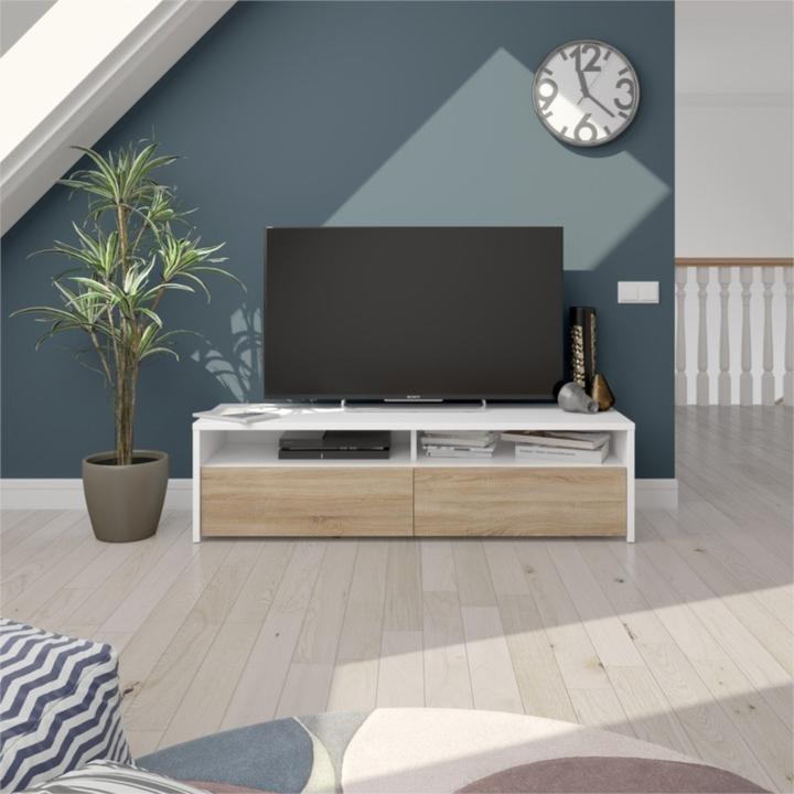Immagine prodotto CaliCosy Mobile TV 2 ante battenti e 2 nicchie di stoccaggio Kioto - L130 cm