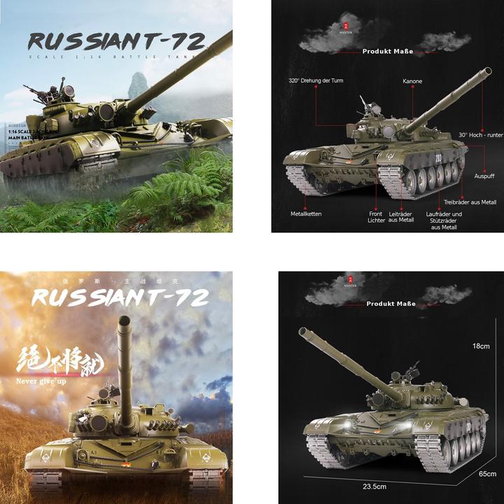 Image du produit Es-toys char RC, T- 72 russe, fumée (RTR Prêt à fonctionner)