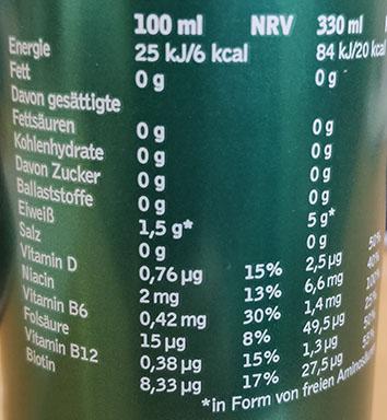 Valeurs nutritives et ingrédients Nocco Bcaa+ Les Acides Aminés (Pomme, 1 x)