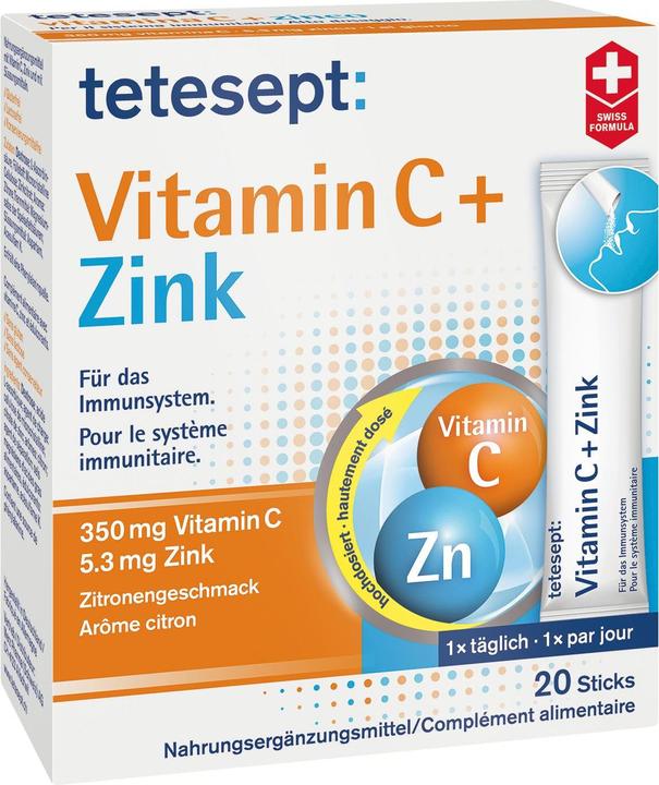 Immagine prodotto Tetesept Vitamina C + Zinco 20 bastoncini (20 Pezzo/i, Polvere, Bustina, Busta, 77.50 g)