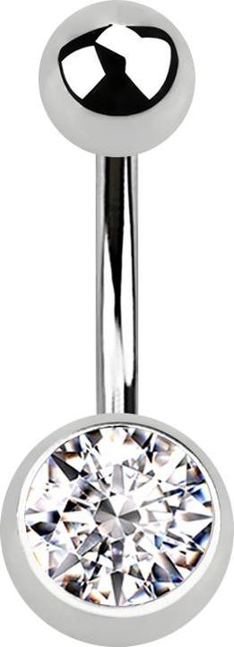 Produktbild Star Piercing Banane silber mit Kugel und Kugel Kristall silber (Chirurgenstahl 316L)