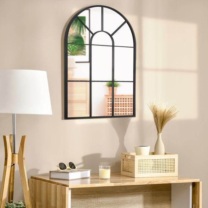 Produktbild Swisshandel24 Wandspiegel Bogenfenster-Spiegel 91 x 60 cm Wohnzimmerspiegel für Schlafzimmer, Esszimmer, Flur Schw (91 x 60 cm)
