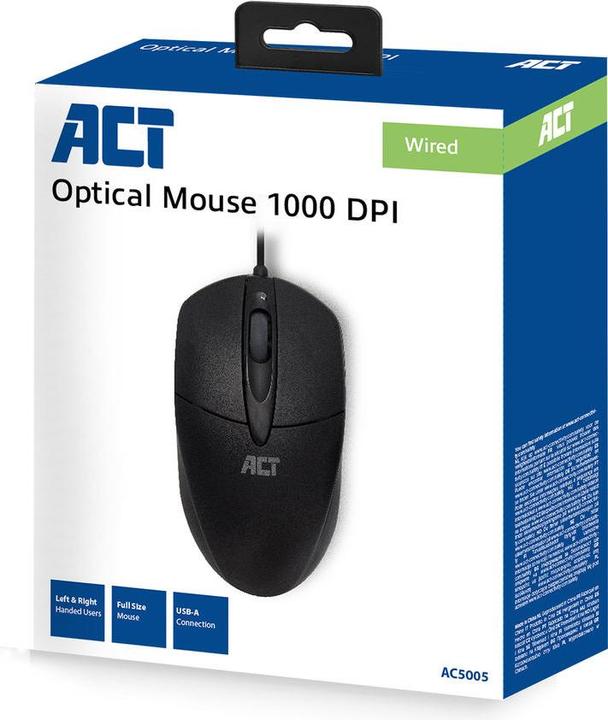 Produktbild Wired Optical Mouse, USB cable, 1000 dpi, black (Kabelgebunden)