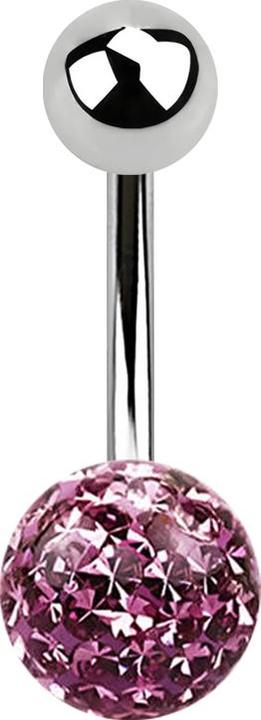Actual product image Star Piercing Banana silver with ball and crystal ball light purple epoxy protective layer (Surgical steel 316L, without brass)