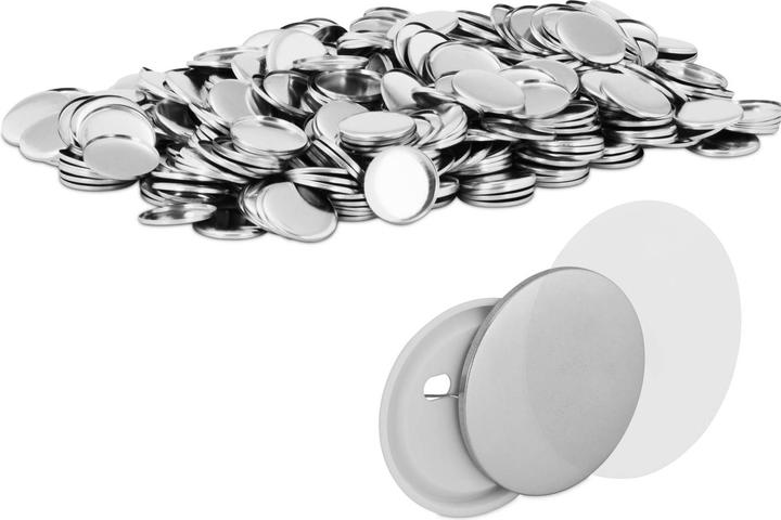 Uniprodo Buttonrohlinge 1.000 St. Ansteckbuttons Ø 25mm Buttons Rohlinge Metall Folie PET